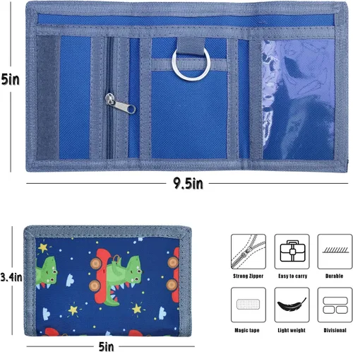 Miniatura 3 de Cartera RFID de camuflaje, billetera de nailon triple para hombres, mini monedero triple con cremallera para niños, 025-DV DS