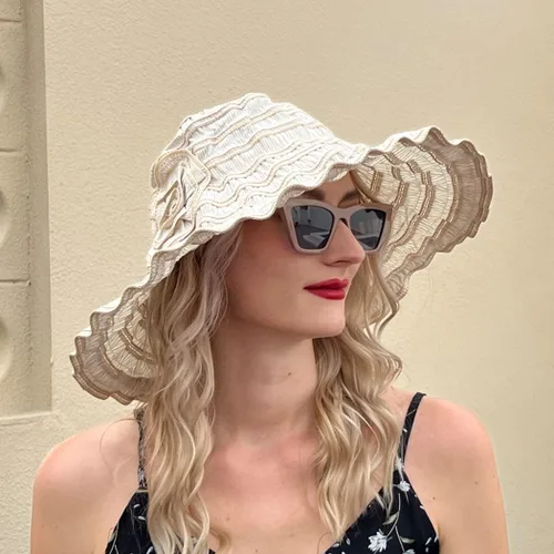 Miniatura 4 de Sombreros de sol de playa vintage para mujer, sombrero de verano plegable de ala ancha