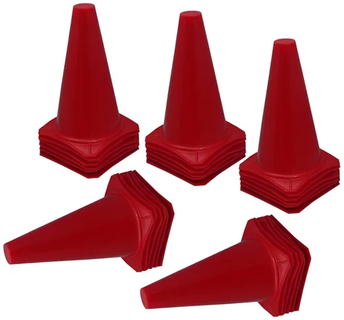 Miniatura 4 de BlueDot Trading Mini conos de tráfico de plástico rojos de 4 pulgadas Juego de 10 para entrenamiento de agilidad, carreras a control remoto
