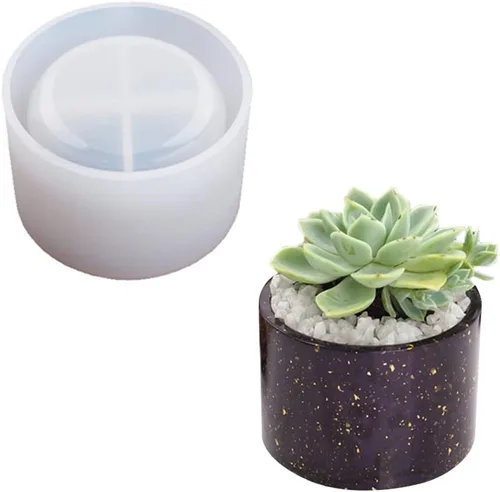 Molde redondo de resina para maceta, molde de resina cilíndrica de silicona, para bricolaje, macetas de jardinería, manualidades, decoración del