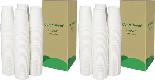 Miniatura 5 de CantaGreen 200 tazas de café de papel blanco resistentes de 8 onzas, taza desechable para bebidas calientes y frías
