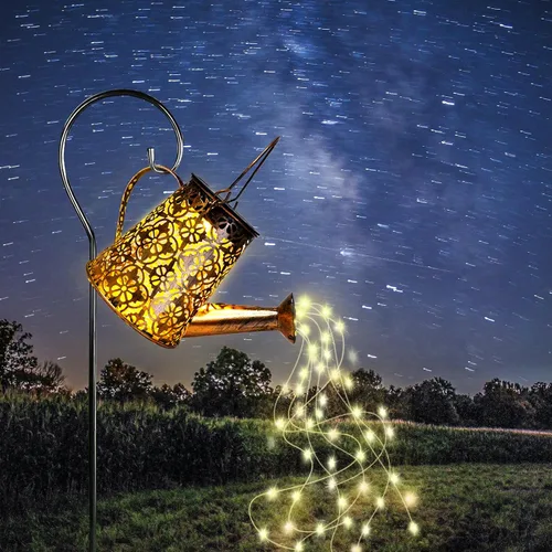 Luces solares para regadera de jardín con luces en cascada, regalos de Navidad, regalos de jardinería de hadas para mamá, luces solares de Navidad