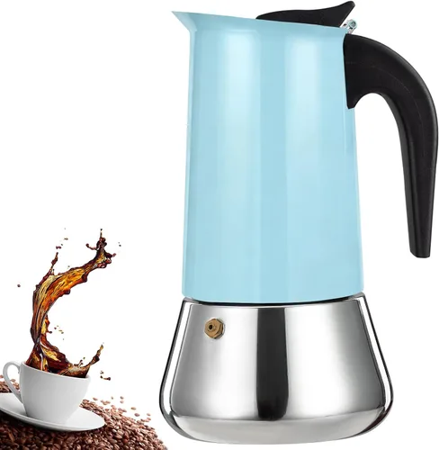 Miniatura 18 de olla de 6 tazas para preparar espresso en la estufa, cafetera moka de acero inoxidable, percolador para estufa, cafetera italiana, capaz de preparar