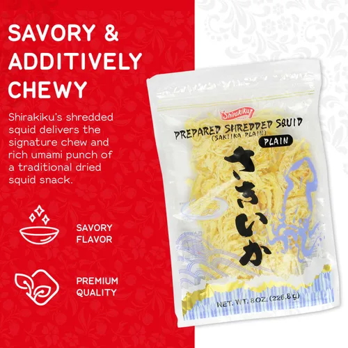 Miniatura 3 de Calamar deshidratado rallado preparado sabor natural de Shirakiku, 8 onzas