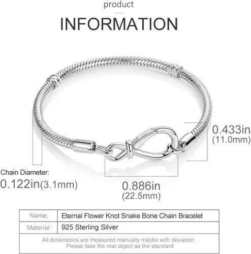 Miniatura 5 de Parmuz Charm Bracelet For Woman 925 Sterling Silver Basic heart clasp Iconic Moments Snake Chain Bracelet Gift for Teen Girls Men Mother Daughter