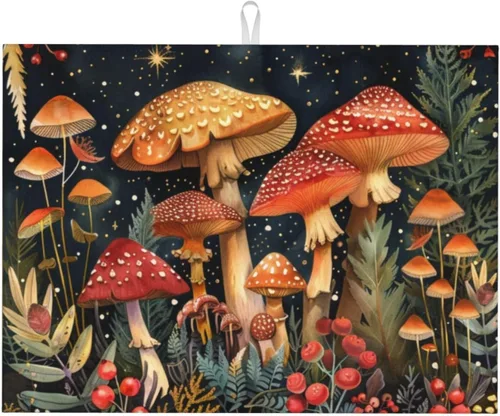 Miniatura 87 de Tapete de secado de platos de mármol blanco dorado para encimera de cocina, absorbente de 16 x 18 pulgadas, placa de microfibra de vidrio