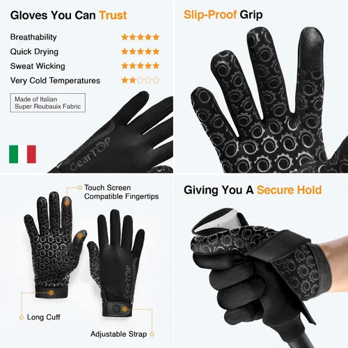 Miniatura 2 de GearTOP Football Gloves for Men & Women for Cold Weather, Touchscreen Winter Gloves Men Running Gear, Warm Glove Liners for Hiking, Freezer Gloves