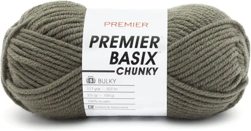 Miniatura 9 de Premier Yarns Basix Hilo Chunky Grueso, Perfecto para Elaborar Proyectos Rápidos, Peso Voluminoso, Hilo Acrílico, Acero, 3.5 onzas, 117 yardas