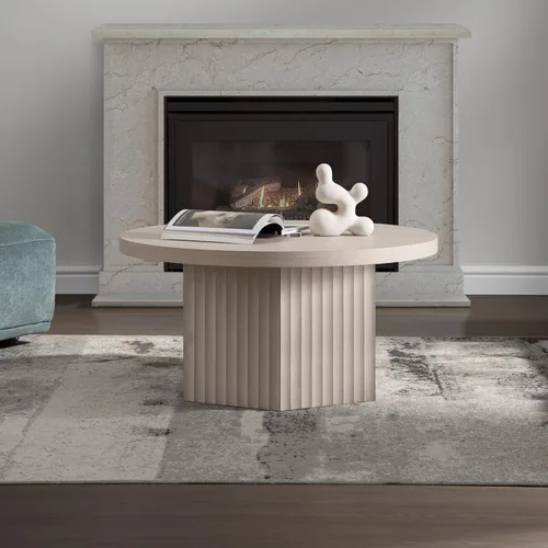 Miniatura 3 de SICOTAS Mesa de centro redonda para sala de estar, mesa de centro acanalada moderna de 32 pulgadas con almacenamiento, mesa de comedor de té