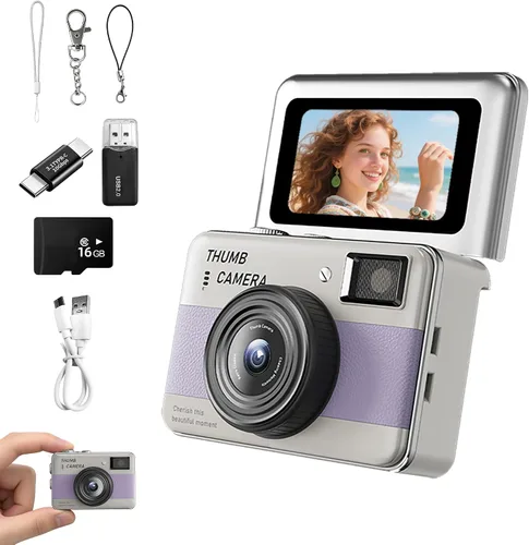 Miniatura 9 de Mini Keychain Camera - HD Thumb Camera, 1.47-inch Flip Screen Multiple Shooting & Recording Modes Portable Digital Camera with SD Card for