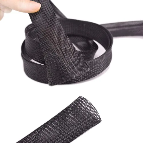 Miniatura 8 de Funda trenzada expandible de PET de 25 pies y 1.25 pulgadas, color negro, organizador de cables para envolver y proteger cables