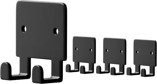 Miniatura 2 de GTK Paquete de 4 soportes para llaves para pared, soporte para maquinilla de afeitar montado en la pared, perchero para sombreros, ganchos Negro