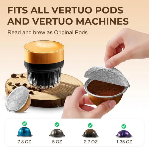 Miniatura 2 de AANQQ Tapas de papel de aluminio para cápsulas reutilizables Nespresso Vertuo: 100 piezas de cubierta de sello de aluminio para cápsulas de café