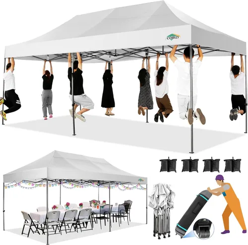 Miniatura 11 de COBIZI Tienda de campaña desplegable de 6.6 x 6.6 pies, toldo resistente, fácil de instalar, impermeable, para exteriores, fiestas, playa, jardín