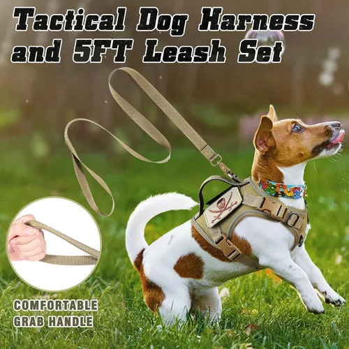 Miniatura 3 de Arnés táctico para perro, arnés militar K9 para cachorro, arnés y correa para perro, sin tirones, arnés para entrenamiento al aire libre, XS con asa