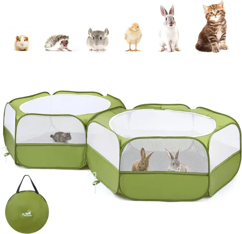 Miniatura 15 de Pawaboo Corralito para Animales Pequeños, Carpa de Jaula Impermeable para Mascotas Pequeñas con Cubierta con Cremallera, Cerca Portátil para Patio