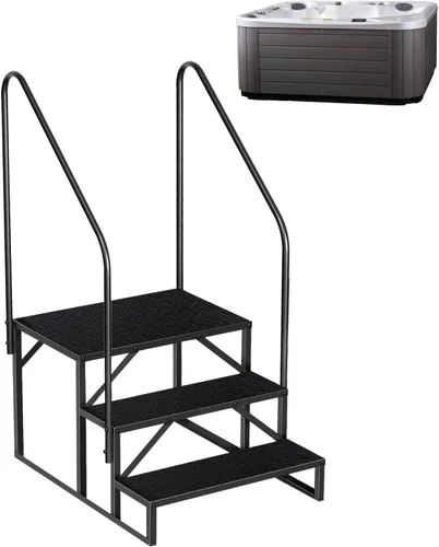 Miniatura 7 de Escaleras de bañera de hidromasaje con pasamanos, escalera de piscina de 2 escalones sobre el suelo, escaleras antideslizantes para caravana