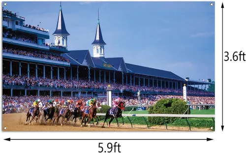 Miniatura 4 de Nepnuser Telón de fondo para cabina de fotos de Kentucky, carreras de caballos, Churchill Downs, para interiores y exteriores, fiesta, fotografía