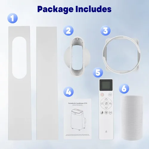 Miniatura 9 de Jojoka Aire acondicionado portátil con control remoto, CA portátil de 10000 BTU para habitación, dormitorio, oficina con secado, ventilador, modo