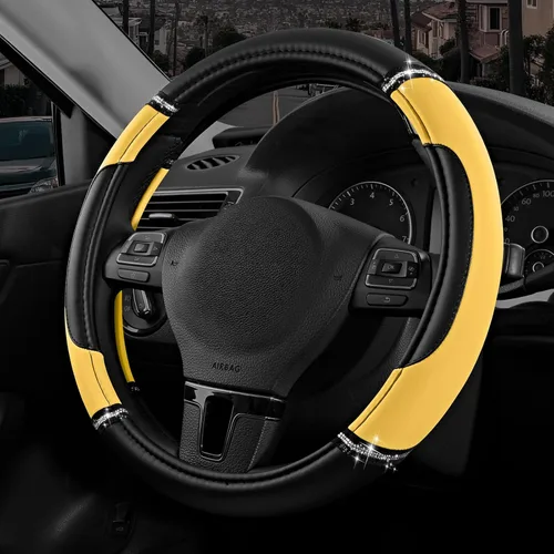 Miniatura 16 de Road Comforts Funda de Volante de Cuero - Hecha con Cuero PVC - Antideslizante, Ajuste Universal de 14 1/2 pulgadas a 15 pulgadas - Rosa Intenso