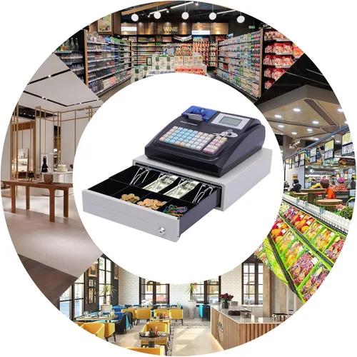 Miniatura 7 de Caja registradora electrónica con impresoras de recibos y diarios, teclado elevado de 48 teclas, 8 cajas registradoras LED digitales para pequeñas