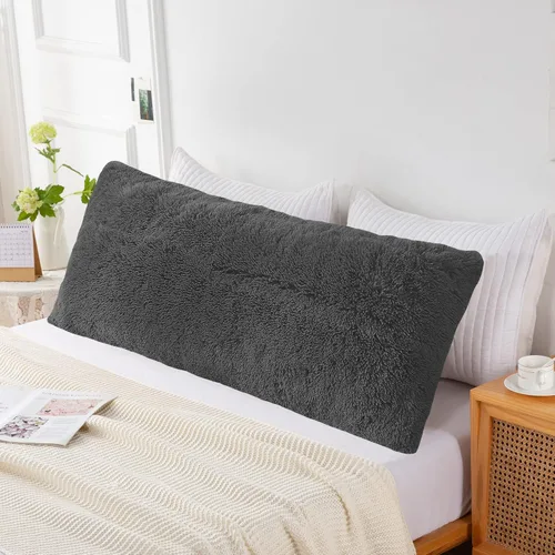 Miniatura 12 de Funda de almohada de cuerpo lanudo y esponjosa con cremallera, funda de almohada de felpa de piel sintética de 21 x 54 pulgadas, funda de almohada