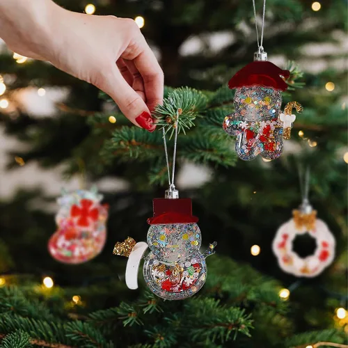 Miniatura 3 de 6 moldes de resina de Navidad 3D, moldes de resina de Navidad con película de sellado, copos de nieve, muñeco de nieve, arena movediza, moldes