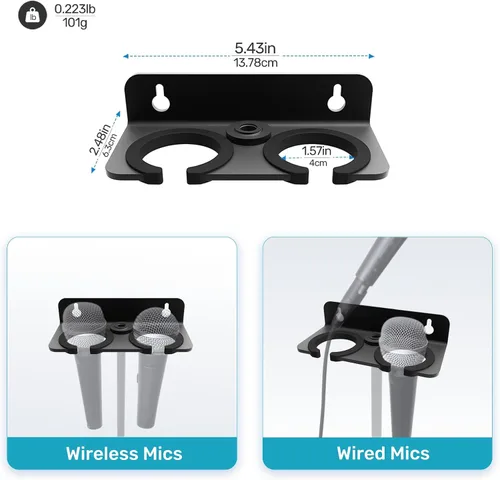 Miniatura 5 de [Actualización 2026] Soporte de micrófono múltiple para soporte de micrófono, organizador de almacenamiento para micrófonos dinámicos e inalámbricos