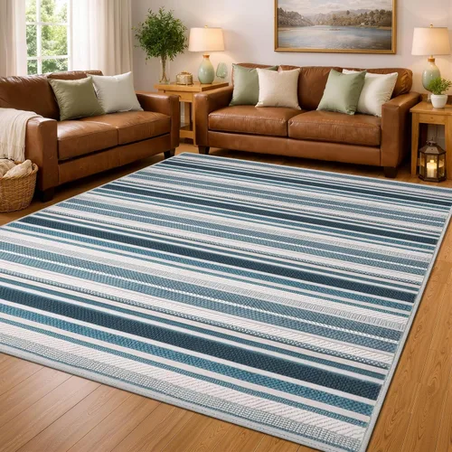 Miniatura 58 de Alfombra abstracta de 3 x 5 para sala de estar, dormitorio, entrada, color azul