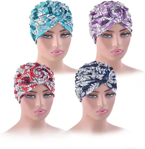 Miniatura 2 de 6 piezas de turbante para mujer, turbantes para la cabeza para mujer, turbantes preatados con nudo torcido para mujer