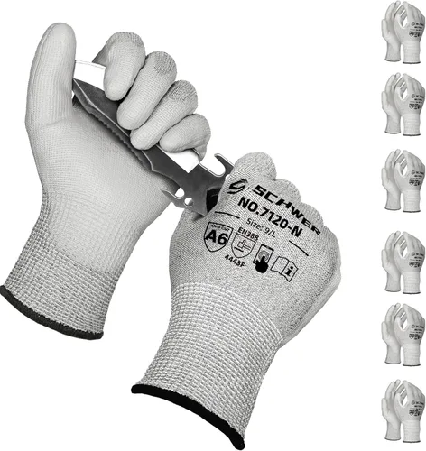 Miniatura 13 de Schwer 3 pares de guantes de trabajo resistentes a los cortes ANSI A6, a prueba de cortes, pantalla táctil, para hombres y mujeres, utilizados
