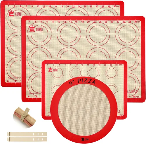 Miniatura 9 de GUANCI - 2 alfombrillas de silicona para hornear, 11.6 x 16.5 pulgadas, 0.028 in (0.03 pulgadas), alfombrillas antiadherentes reutilizables