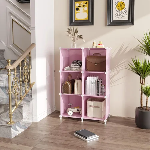 Miniatura 4 de AWTATOS Organizador de Almacenamiento en Cubos, Estantes de Cubos de Almacenamiento Estantería, 6 Cubos Organizadores de Closet y Almacenamiento