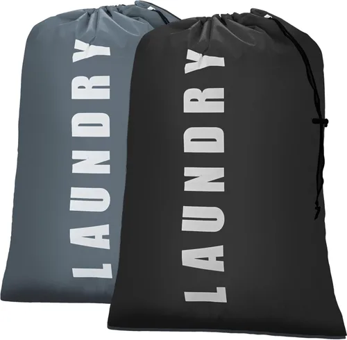 Miniatura 12 de Isink Bolsa de lavandería, paquete de 2 bolsas de lavandería de viaje para ropa sucia, bolsas de lavandería grandes para acampar y viajar, bolsa