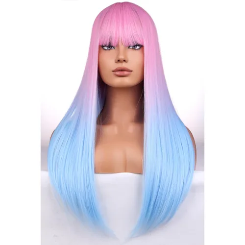 Miniatura 16 de BERON Pelucas negras de cabello largo liso con flequillo, para mujer, a la moda, resistente al calor, sintético, aspecto natural, para fiesta