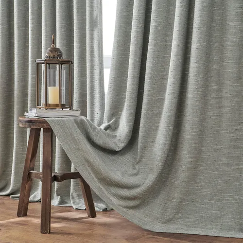 Miniatura 3 de Cortinas semitransparentes con textura de lino natural gris para sala de estar/dormitorio, con pestaña trasera, 2 paneles, 40 pulgadas de ancho x 84