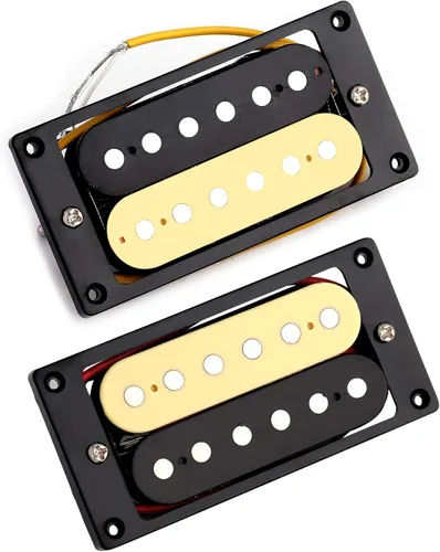 Zebra Humbucker Pickup - Pastilla magnética de cerámica de doble bobina, piezas de repuesto para cuello y puente, juego de 2 piezas (negro y crema)