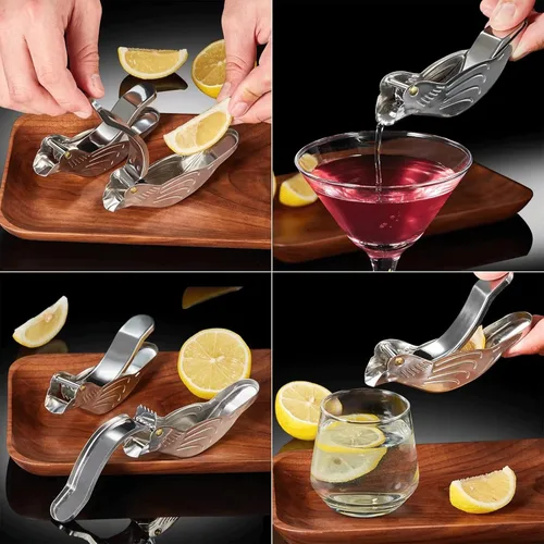 Miniatura 7 de Exprimidor manual de limón y lima de acero inoxidable Elegant Bird, accesorio portátil de cocina de frutas cítricas