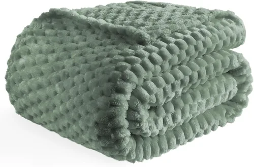 Miniatura 13 de Bnuitland - Manta de franela verde con estampado de frutas (50x40 pulgadas), 300 GSM, manta de forro polar cálida, suave y ligera para cama o sofá