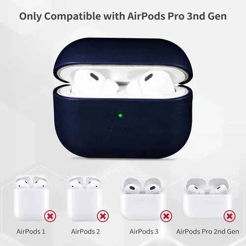 Miniatura 7 de Belemay Funda hecha a mano de cuero curtido vegetal de grano completo para AirPods Pro 3ª generación (2025), elegante efecto de dos tonos, pátina
