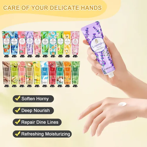 Miniatura 4 de OFUN Paquete de 20 unidades de crema de manos para mujer, mini loción para el cuidado de las manos, tamaño de viaje, para plantas de manos secas