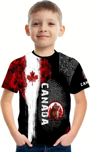 Miniatura 8 de Camisa de hoja de arce canadiense para hombre, camiseta de bandera del día de Canadá, impresión 3D, camisa de manga corta, unisex