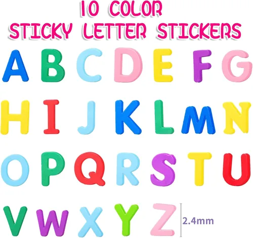 Miniatura 2 de 1050 calcomanías de letras, 10 colores de espuma, calcomanías autoadhesivas del alfabeto ABC para manualidades, proyectos escolares para niños