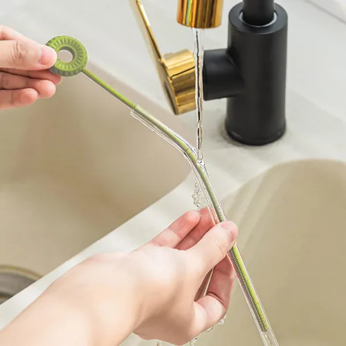 Miniatura 5 de 1 paquete de cepillo de silicona para botellas, cepillo limpiador de pajitas pequeñas, cepillos de limpieza de botellas de 9 pulgadas, cepillo
