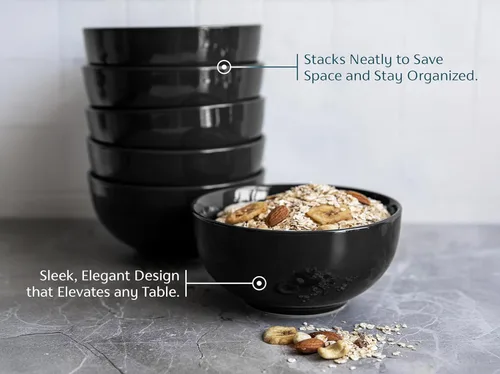 Miniatura 4 de KooK Tazones de sopa, cuenco para cereales, cerámica, cuencos para cocina, microondas, lavavajillas y congelador, platos de porcelana para pasta