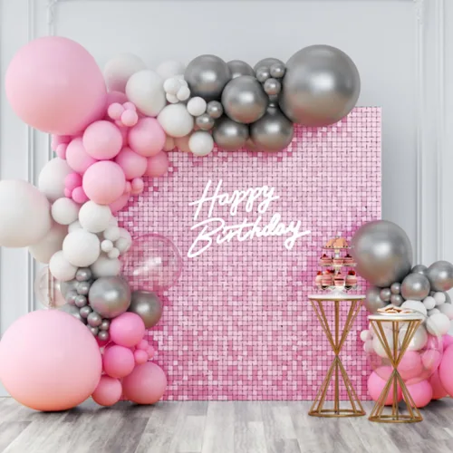 Miniatura 9 de Telón de fondo de pared brillante con lentejuelas cuadradas, color azul bebé, decoración para bodas, aniversarios, cumpleaños, fiestas, 12 paneles