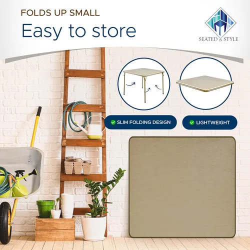 Miniatura 4 de Mesa plegable plegable de calidad resistente, ligera, para tarjetas, estilo Fritz, silla plegable para fiestas, asientos acolchados Oro