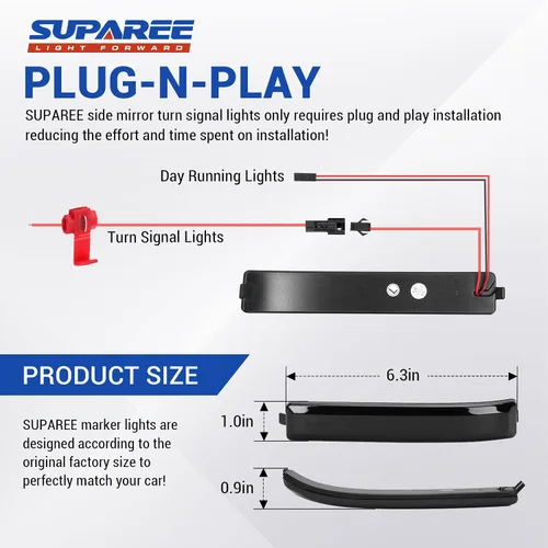 Miniatura 7 de SUPAREE Luces LED Switchback de Señal de Giro para Espejo Lateral Compatibles con Ford F150 2009-2014 2010-2014 Raptor, Lente Ahumado Ámbar