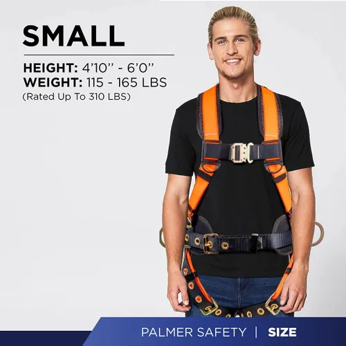 Miniatura 7 de Palmer Safety Arnés de seguridad de protección contra caídas Hammerhead Series Kit de seguridad I Arnés Premium + Cordón + Kit de extensor de anillo