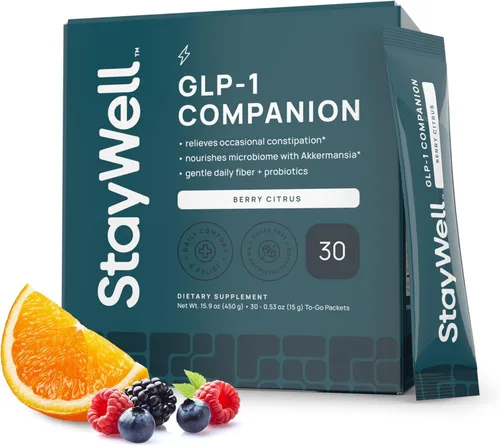 GLP-1 Companion - Akkermansia Polvo de fibra probiótica y prebiótica para la salud intestinal - Soporte de microbioma sinbiótico para equilibrio